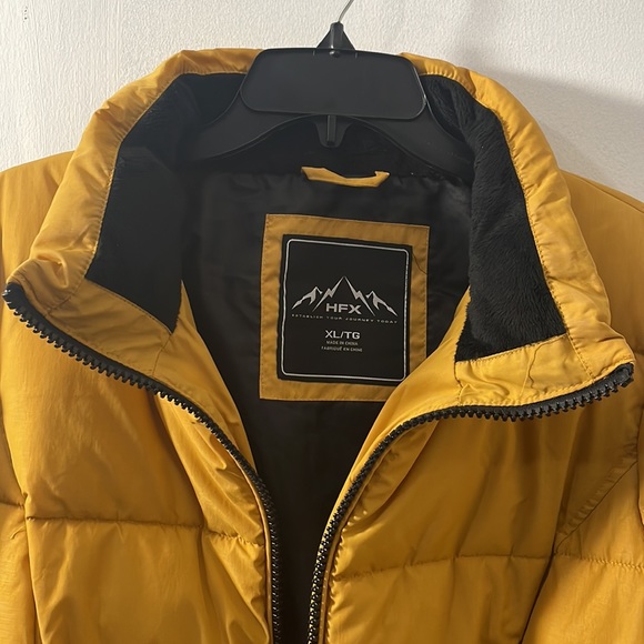 HFX Jackets & Coats Mustard Color Puffer Jacket With Removable Hood